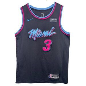 Nike NBA Miami Heat Jersey Dwayne Wade Vice City Authentic Size 48 Large Black